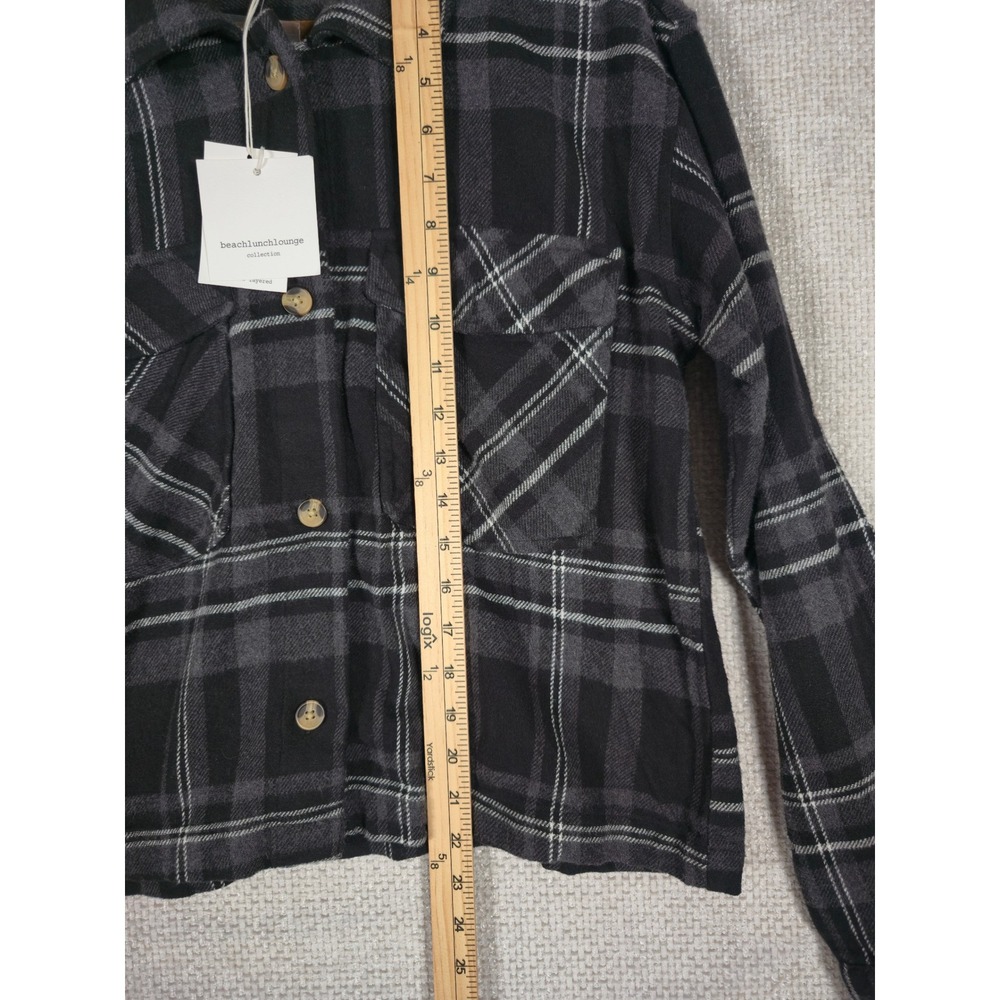 Beach Lunch Lounge Ella Plaid‎ Shacket  Shirt Jacket Stainless Steel Sz Small - Picture 7 of 9